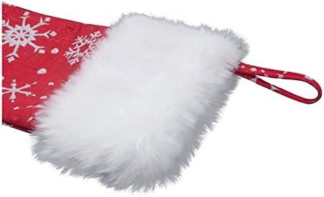 Коледни чорапи DEFLAB Чорапи с червени снежинками, украса за коледната елха, гирлянди, декоративни, чанти, перфектни за подарък пакети за деца. Коледни чорапи (Цвят: A)