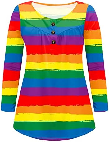 Дамски Ежедневни Блуза-Туника с дълъг ръкав и V-образно деколте, Шарени Тениски с цветен Блок, Риза Хенли копчета, Тениски Свободно, Намаляване, Върхове