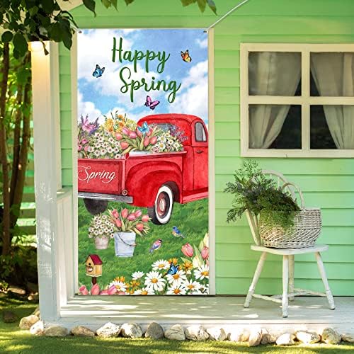 Пролетни Дръжки на Седалките Щастлив Пролетта Банер Пролетта Добре дошли Знак на Верандата Пролетта на Вратите Украса за Банери