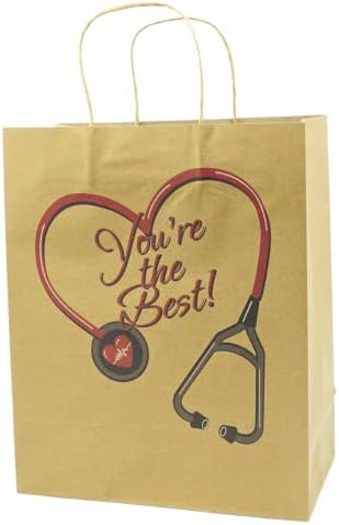 Подаръчни опаковки, за медицински сестри новости 4E (12 опаковки), по-Големи от 12-инчови торбички от крафт хартия на Едро - Национален ден на благодарност на медицинск?