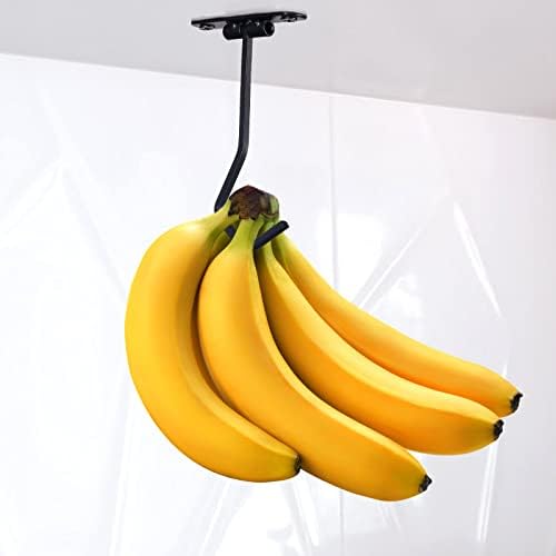 Държач за банани EGMEHOAD под шкаф Черно, Държач за банани, Под на багажник, Метална кука за запазване на пресни банани