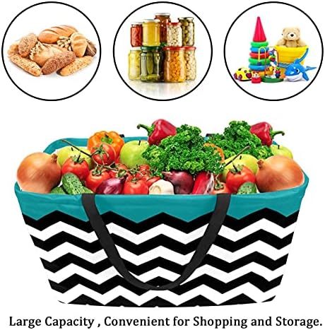 LORVIES за Многократна употреба за Хранителни стоки Чанти На Мента Ивица Сгъваеми да Пере Големи Кутии За Съхранение Кошница