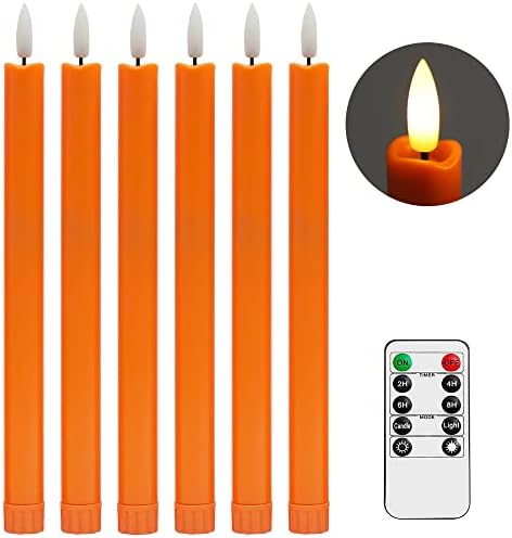 Беспламенные Оранжеви Конични Свещи Stmarry с дистанционно управление - Блестящо 10-инчов led Свещници, Реалистично 3D Пламък
