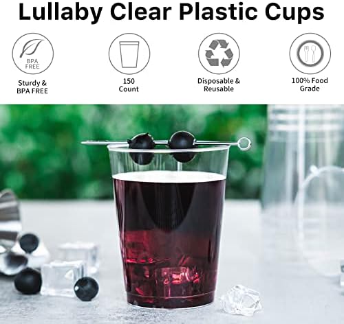 Lullaby 150 Опаковка 10 мл Прозрачни Пластмасови Чаши за Еднократна употреба Пластмасови Чаши, Твърди Пластмасови Чашки за Партита/Коктейлни Чаши за Партита, Сватби, Ден