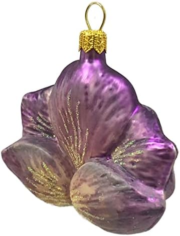 Лилаво Цвете Орхидея Полски Стъклен Коледа Коледа Украшение Комплект бижута от 2