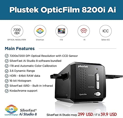 Конвертор се използва за сканиране на филми и диапозитиви Plustek OpticFilm 8200i Ai + комплект притежателите на