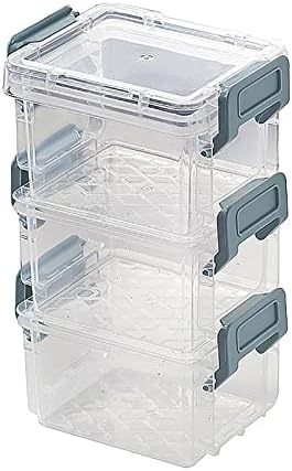 Мини-Пластмасов контейнер за съхранение от 3 опаковки, Контейнер-органайзер с капак и се залепва, Штабелируемые