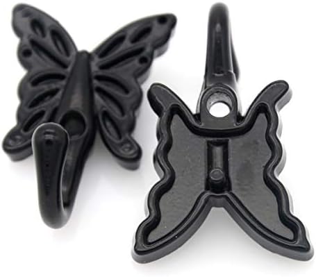 4 бр. Стенни куки черен на цвят, във формата на пеперуда, Стенни Закачалка за дрехи, Шапки, Кърпи (с Дължина 1-3 / 8 инча,