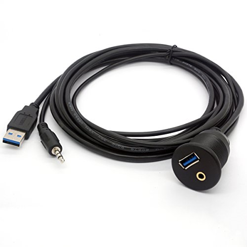 Кабел за скрит монтаж USB 3.0 - Удължител за USB 3.0 и 3.5 мм Aux вход за фиксиране, промиване, на арматурното табло, кабел за закрепване на панел 1/8 AUX за Кола, Велосипеди, Лодки