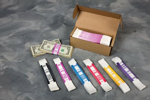N. F. STRING & SON, INC, самозаклеивающиеся парични въжета с принтом под формата на блокчета горчица, опаковане на стойност от 10 000 долара за 1000 броя.