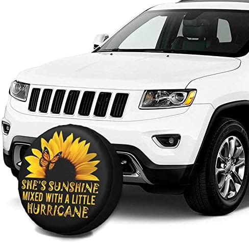 Пеперуда и Слънчоглед She is Sunshine Калъф за резервна гума Универсален Подходящ за Jeep Wrangler Rv Suv Камион Пътен