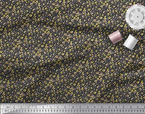 Памучен трикотажная плат Soimoi с флорални принтом, плат ширина 58 см