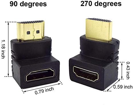 Комбиниран адаптер AONTOKY 6 pack 3D и 4K, HDMI с ъгъл на наклон 4 БР. 90 и 270 градуса 2 бр Оттичане Плосък Ляв и Десен
