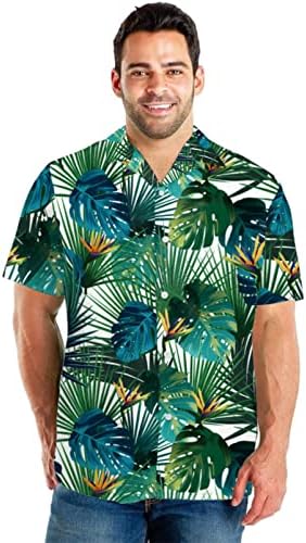 Honeystore / Мъжки Хавайски Комплекти, Ежедневни Плажна Риза с копчета и къс ръкав, Костюми