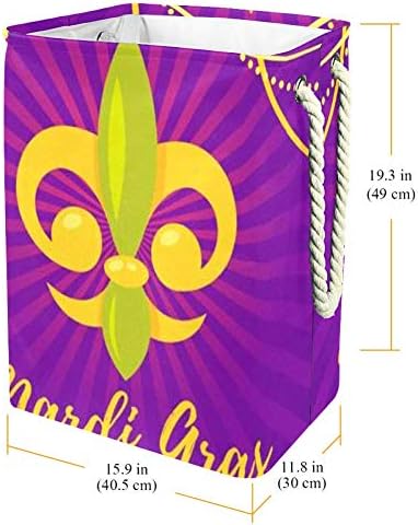 Лилаво Светло Fleur De Лист е Символ на Mardi Gras Домашна Сгъваема Кошница За дрехи, Сгъваема Кошница За Дрехи За съхранение