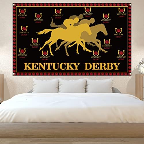 На фона на Дерби в Кентъки за Снимане на Банер за конни надбягвания Чърчил Даунс Бягай за Роза Декор за парти в Кентъки