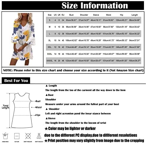 NOKMOPO Рокля Големи Размери, Модерен Темпераментное Елегантна Мини рокля с V-образно деколте и ръкави 3/4 с принтом