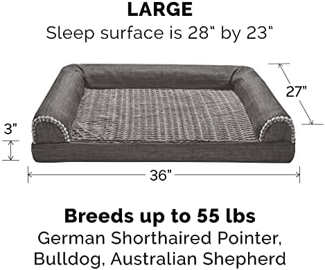 Furhaven Голяма Ортопедично легло за Кучета от Луксозна изкуствена кожа и висококачествен Лен в стила на Дивана
