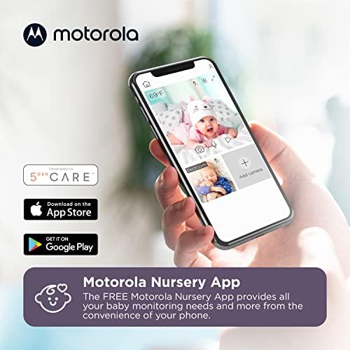 Motorola Baby Monitor PIP1500 - 5 WiFi Видеоняня с 2 камери - Монтиране на стена, приложение за детска стая за смартфон, радиус на действие 1000 фута, Двупосочен звук, Разделен екран, ци?