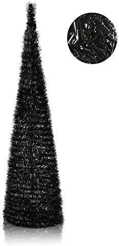 5' Тънка Черна Сърма, Всплывающая Изкуствена Коледна елха на Хелоуин, Сгъваеми Карандашные коледни Елхи на Хелоуин с пайети