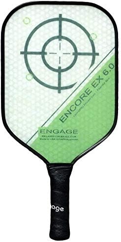 Гребло за пиклбола Engage Encore EX 6.0, олекотена, с тегло 7,5-7,8 унция, с дебелото център за контрол и усещане, създадена, за да се наслаждавате на мощта и