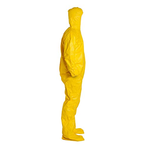 Еднократна Химически устойчив гащеризон DuPont Tychem 2000 с качулка и чорапи, Еластична, маншет, Жълт, 3 размера,