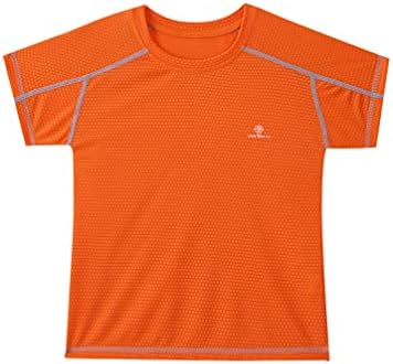 TiaoBug/Фланелка с къси ръкави за момичета и Момчета, Спортна тениска Tech Performance с къс ръкав, Активна Суха риза засаждане