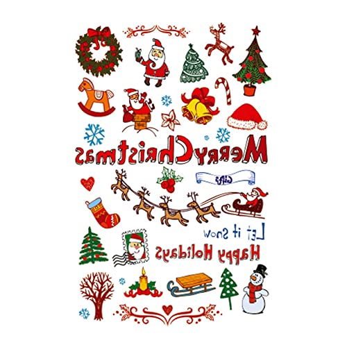 Коледни Временни Татуировки Етикети на Дядо Коледа Коледна Елха Венец От Рога на Елени за Коледна Украса