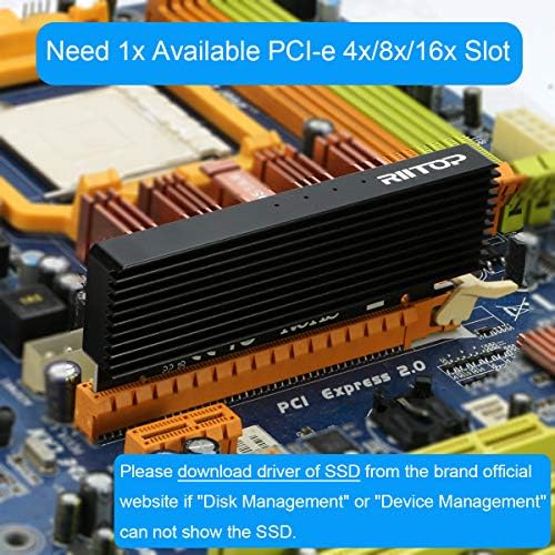Адаптер NVMe PCIe, RIITOP M. 2 NVMe за карта PCI-e x4/ x8/ x16 с радиатор за M. 2 (M Key) SSD 2280/2260/2242/2230 [Обновена]