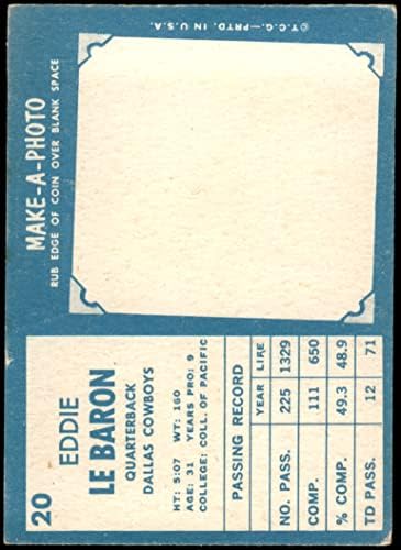 1961 Topps 20 Еди Lebaron Далас Ковбойз (Футболна карта) БИВШ Ковбойз Pacific