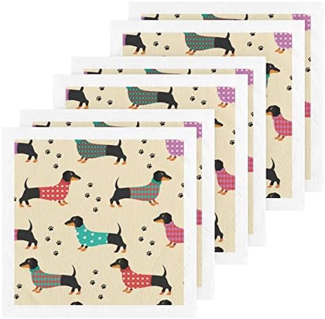 Kigai 6 Опаковки Мочалок за кучета със забавна Такса – Меки Кърпи За лице, За фитнес, Хотелски и спа качество, Кърпи