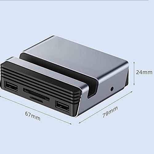 SLSFJLKJ C USB Хъб Type-C Докинг станция Type-C, която е съвместима с 4K, HDMI, четец на карти памет PD SD/TF карта, стойка за телефон, RJ-45, Поставка