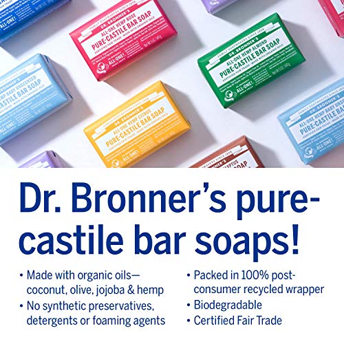 Сапун Dr. Bronner's -Pure-Castile Bar (Лавандула, 5 грама, 12 опаковки) - Произведено на базата на органични масла