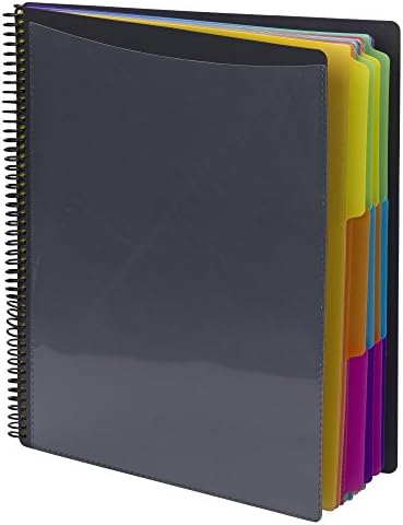 Органайзер за проекти Smead 24 Pocket Поли, с вырезанным езикът 1/3, с Размер на буквата, Сив цвят, с ярки цветове (89206)
