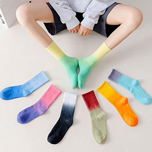 Lngwioo, 7 Чифта В опаковка, Разноцветни Чорапи с завязками, Мъжки и Дамски Ежедневни Модни Чорапи за екипажа, Памучни
