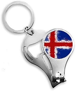 Исландия Абстрактен Флаг Шаблон Ножица За Нокти Халка Ключодържател Отварачка За Бутилки Машина За Рязане