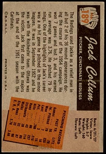 1955 Боуман # 189 Джак Коллум Синсинати Редс (Бейзболна картичка) VG Maya