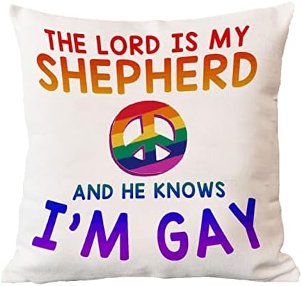 Калъфка Господ е Мой Пастир, и Той Знае, че аз съм гей Калъфка Равенство на Лесбийки, Гейове, ЛГБТК Калъфка В Селски стил Дъгова Декоративна Калъфка Декор за Дивана Д