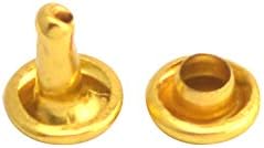 Wuuycoky Златен Двойна Капачка Кожени нитове Тръбни Метални Шипове Капачка от 5 mm, и на срама 5 мм, Опаковка от 200