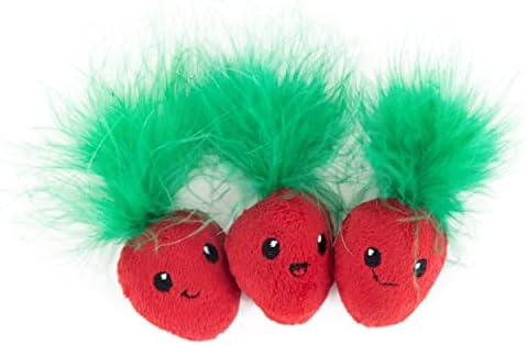 Окото играчка от коча билка за зъби Catstages Straw-Babies Котка, Розово - 3 опаковки
