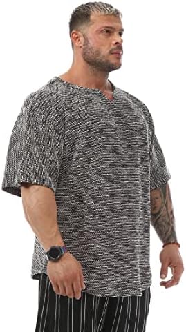 Мъжки t-shirt Оверсайз, за Бодибилдинг, Кардиотренировки, Топ от Плътна Тъкан, Текстурирани Тениска за свободното време