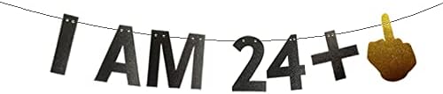 Банер I 24+1, Предварително Натянутый, Монтаж, Не изисква, Забавни Аксесоари За украса на парти на 25-ия ден от Раждането, Черни Букви Betteryanzi