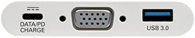 Конвертор многопортового видео карта Трип Lite USB C VGA 1080p възел USB-A и зареждане PD чрез USB-C е съвместим с Thunderbolt 3, USB Type C, USB-C, USB Type-C (U444-06N-VU-C)