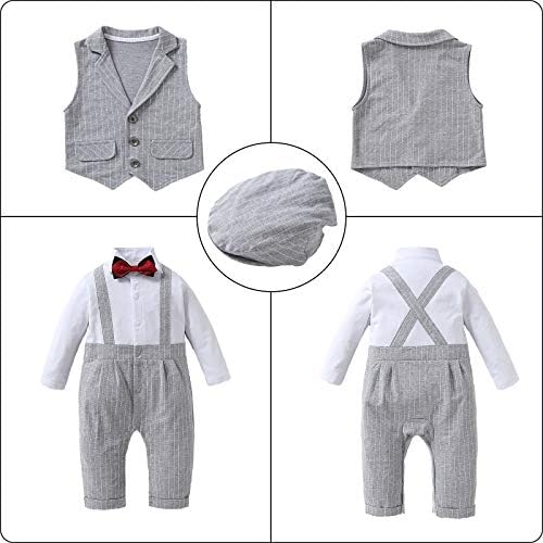Комплект дрехи Kgurtagh за малки момчета, едно Парче гащеризон, Елек, Поема и носи вратовръзка (от 0 до 2 години)