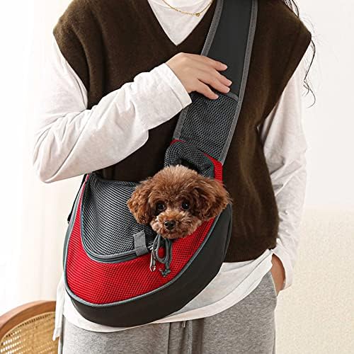 Qonioi Малка чанта-Переноска за кучета и котки, Дишаща Мрежа чанта-прашка за домашни любимци, Свободна от ръце, С