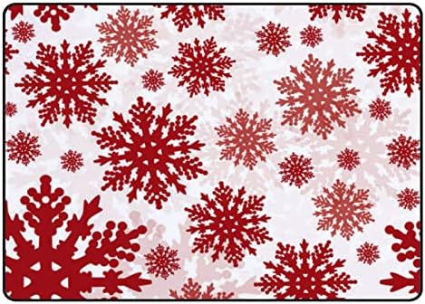 XOLLAR 60x39 инча Големи Детски Тепиха в Ретро стил с Червени Снежинками, Меки Детски килим за Детска Стая, Всекидневна,