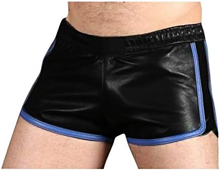 Мъжки къси Панталони от Изкуствена кожа с Течен Метал, Активни бързо съхнещи къси Панталони с Джобове за