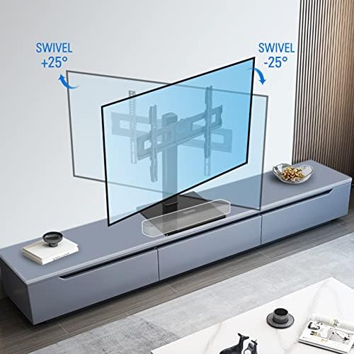 MOUNTUP Универсална поставка за телевизор, Настолна стойка за телевизори с плосък екран от 37 до 65, 70 см - Регулируема по височина, наклон, Завъртане планина за телевизор