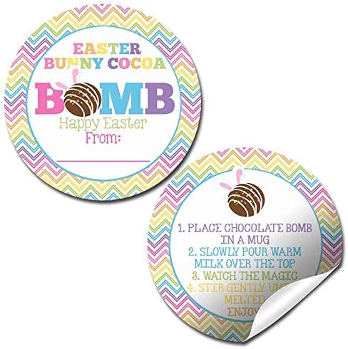 Етикети с надпис Easter Bunny Какао Bomb с заячьими уши Happy Easter Hot Какао Bomb, само на 40 2-инчов кръгли етикети