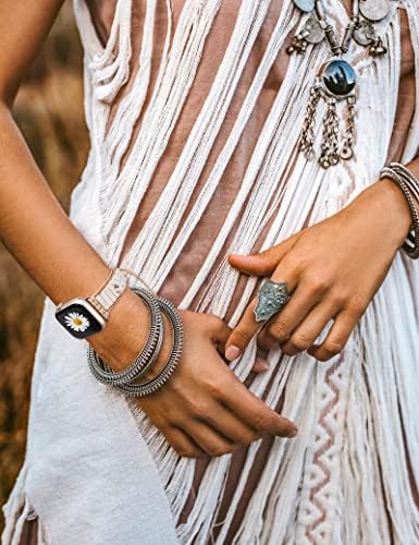 Гривна от камък W-RARA в стил Бохо, съвместим с каишка на Apple Watch 38/40/41/42/44/45/49 мм За жени, ръчна изработка, с енергията на Чакрите, Естествен Камък, Цветен Летен каишка от я